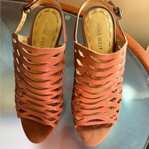 Nine West Burnt Orange Cutout Slingback Heels